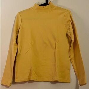 Karen Scott Yellow Long Sleeve Top. High neckline.